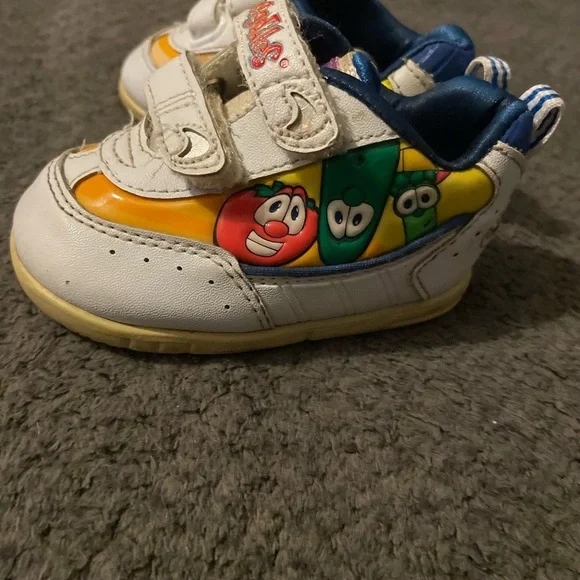 Size 3 2001 Veggie Tales Shoes Kids Toddler Vtg Bob And Larry GUC RARE - Picture 3 of 6
